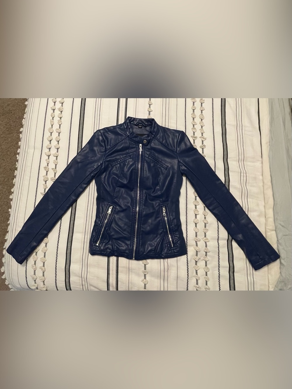 Guess Blue Faux Leather Moto Jacket - Picture 5 of 6